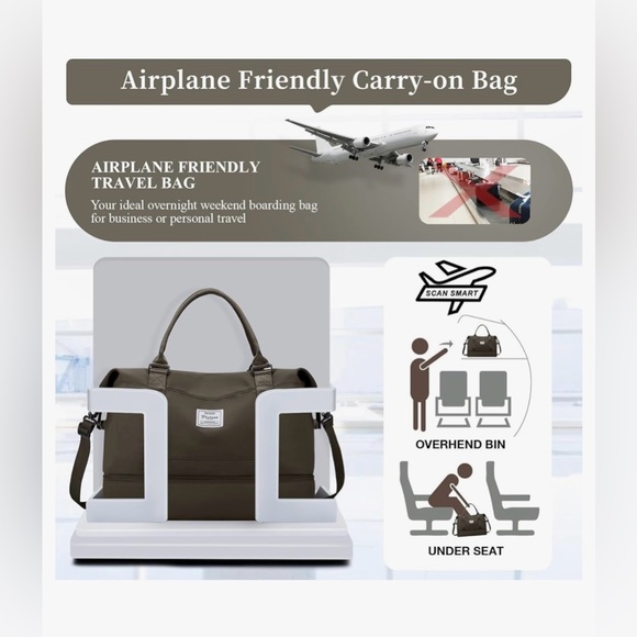 Weekender Travel bag with shoe compartment in coffee brown - Picture 7 of 10